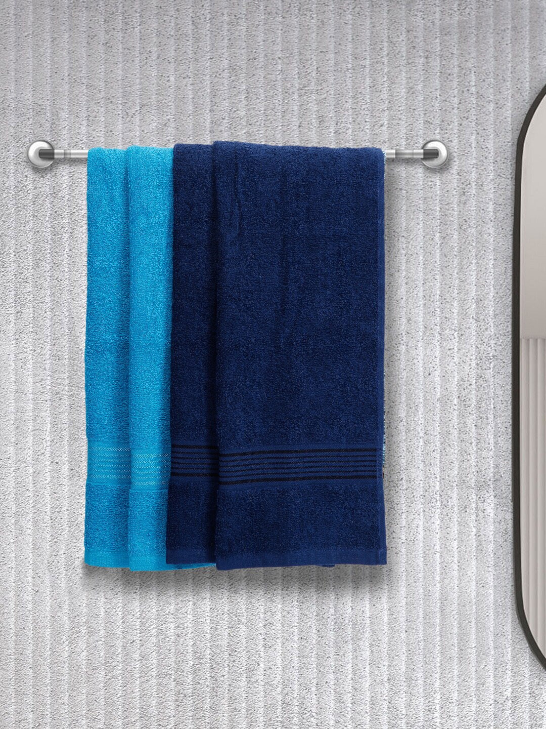 

BIANCA Set of 4 Solid 380 GSM Cotton Hand Towels, Navy blue