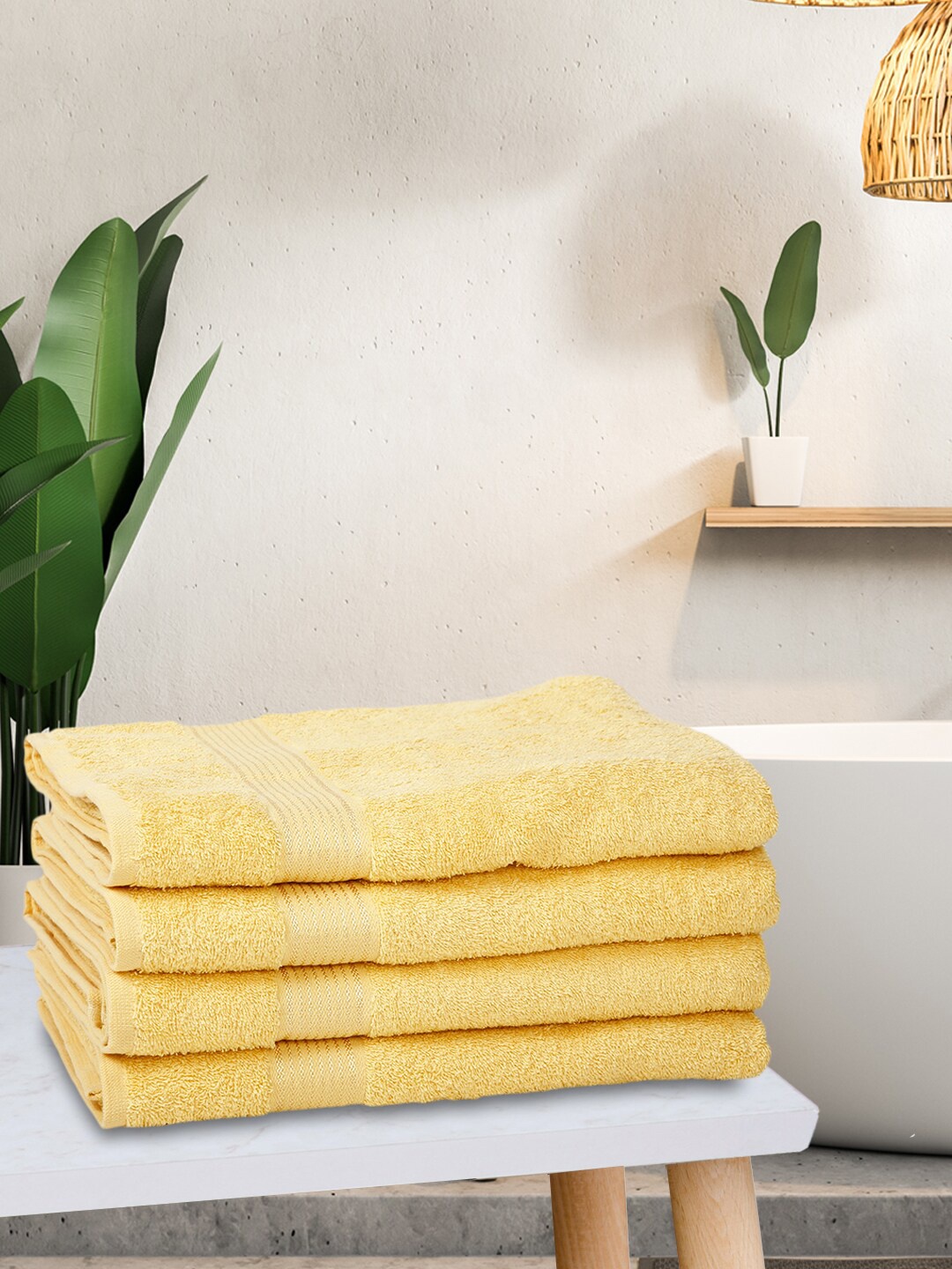 

KOPA Set of 4 Solid Cotton Bath Towels, Yellow