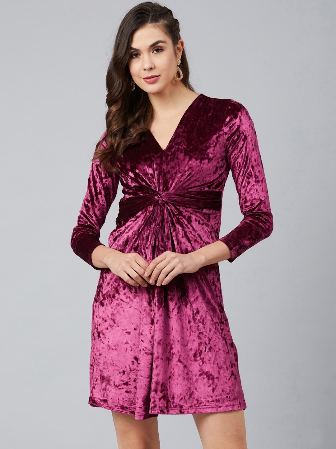 Marie Claire Women Purple Printed Wrap Dress