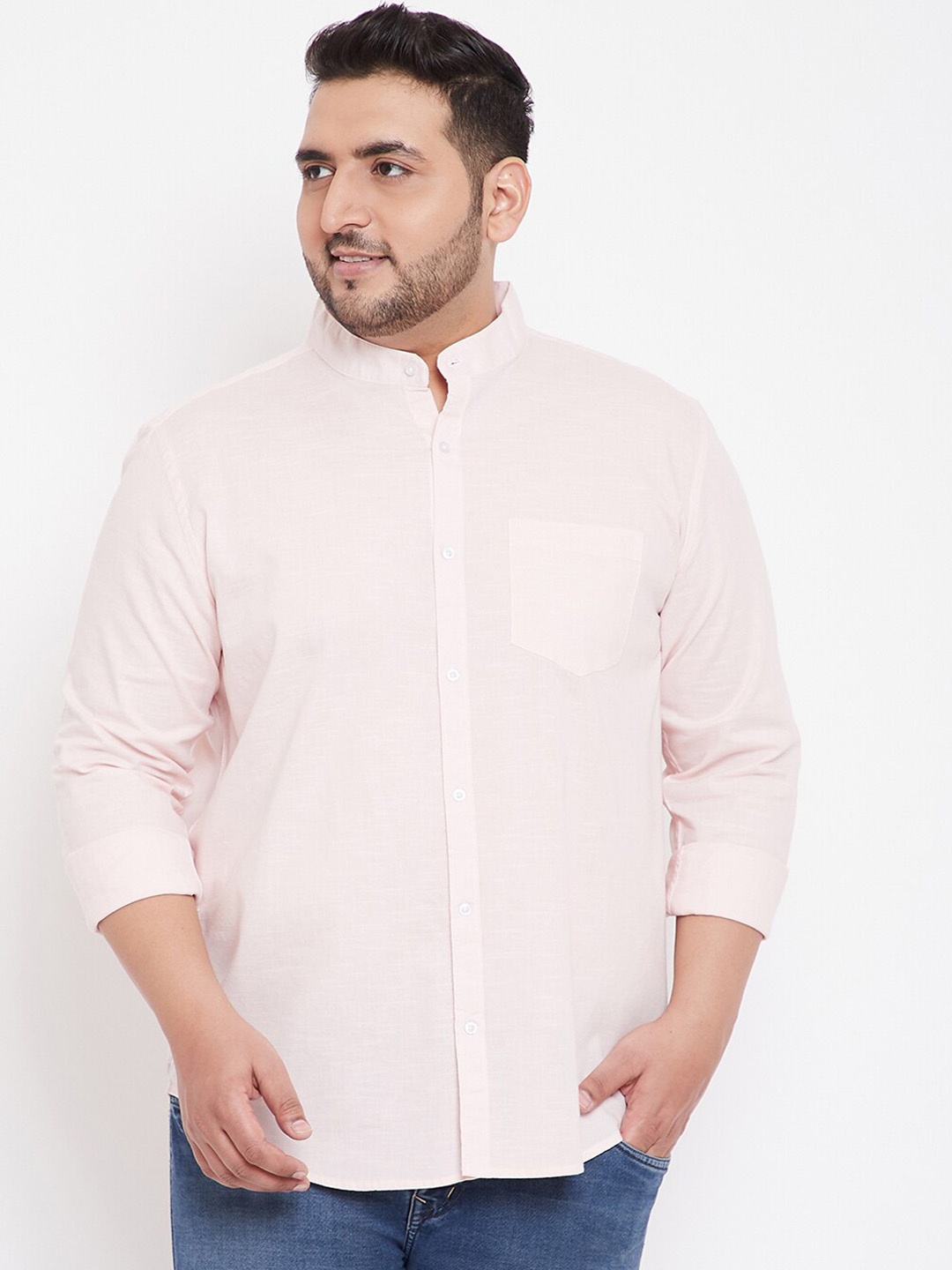 

Instafab Plus Men Pink Regular Fit Solid Casual Shirt