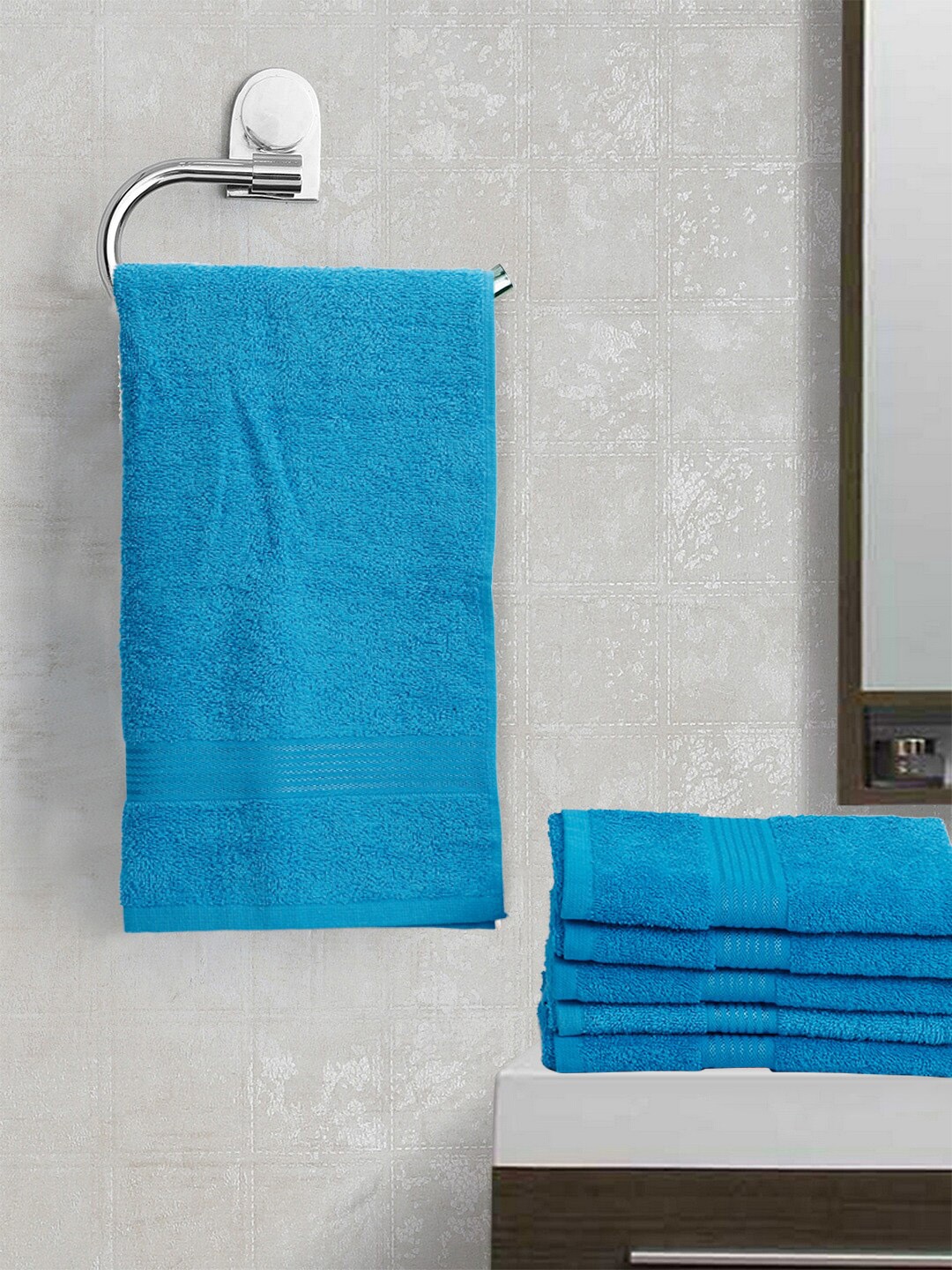 

KOPA Set of 6 Blue Solid 380 GSM Cotton Hand Towels
