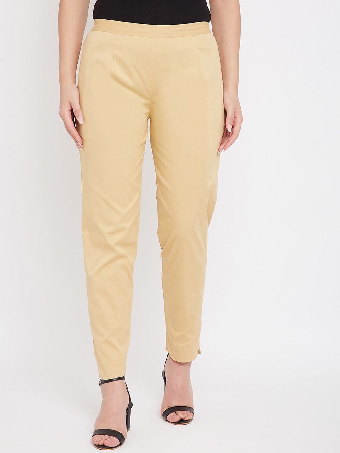 

Castle Women Beige Slim Fit Solid Regular Trousers