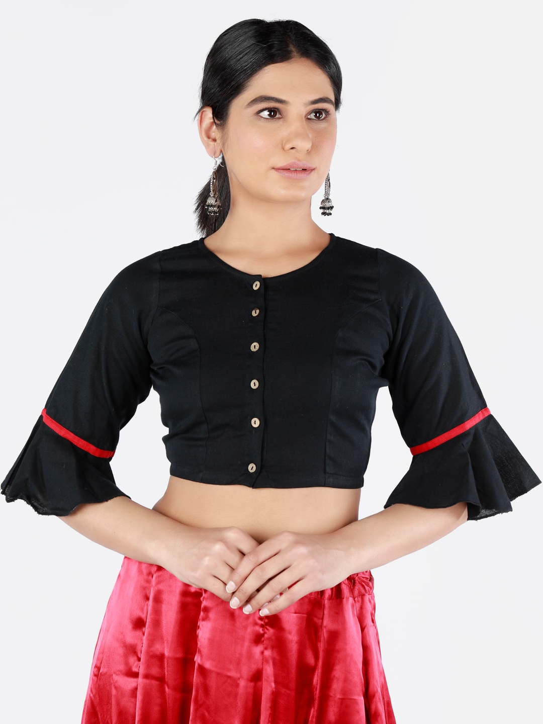 

Llajja Women Black Solid Sustainable Saree Blouse