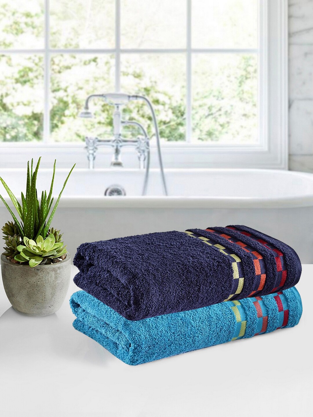 

BIANCA 2 Piece Bath Towel (100% Cotton), Navy blue
