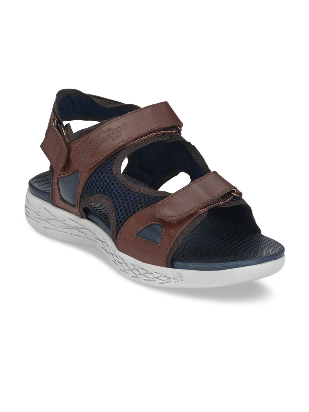 

Delize Men Brown & Navy Blue Comfort Sandals
