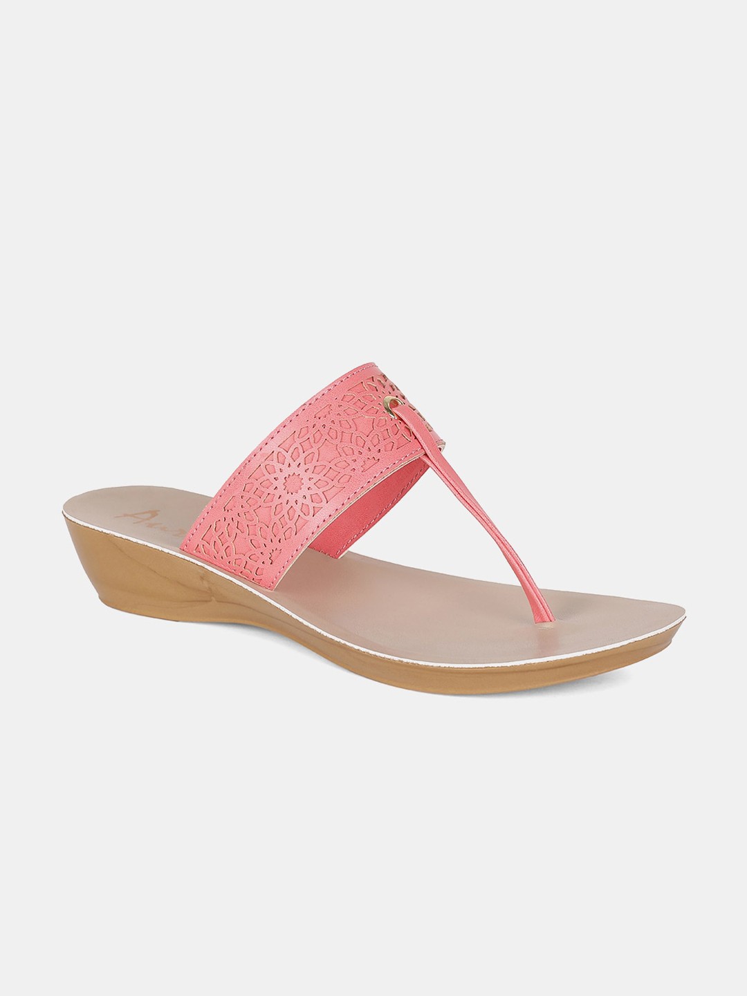 

AURELIA Women Peach-Coloured Textured Sandals