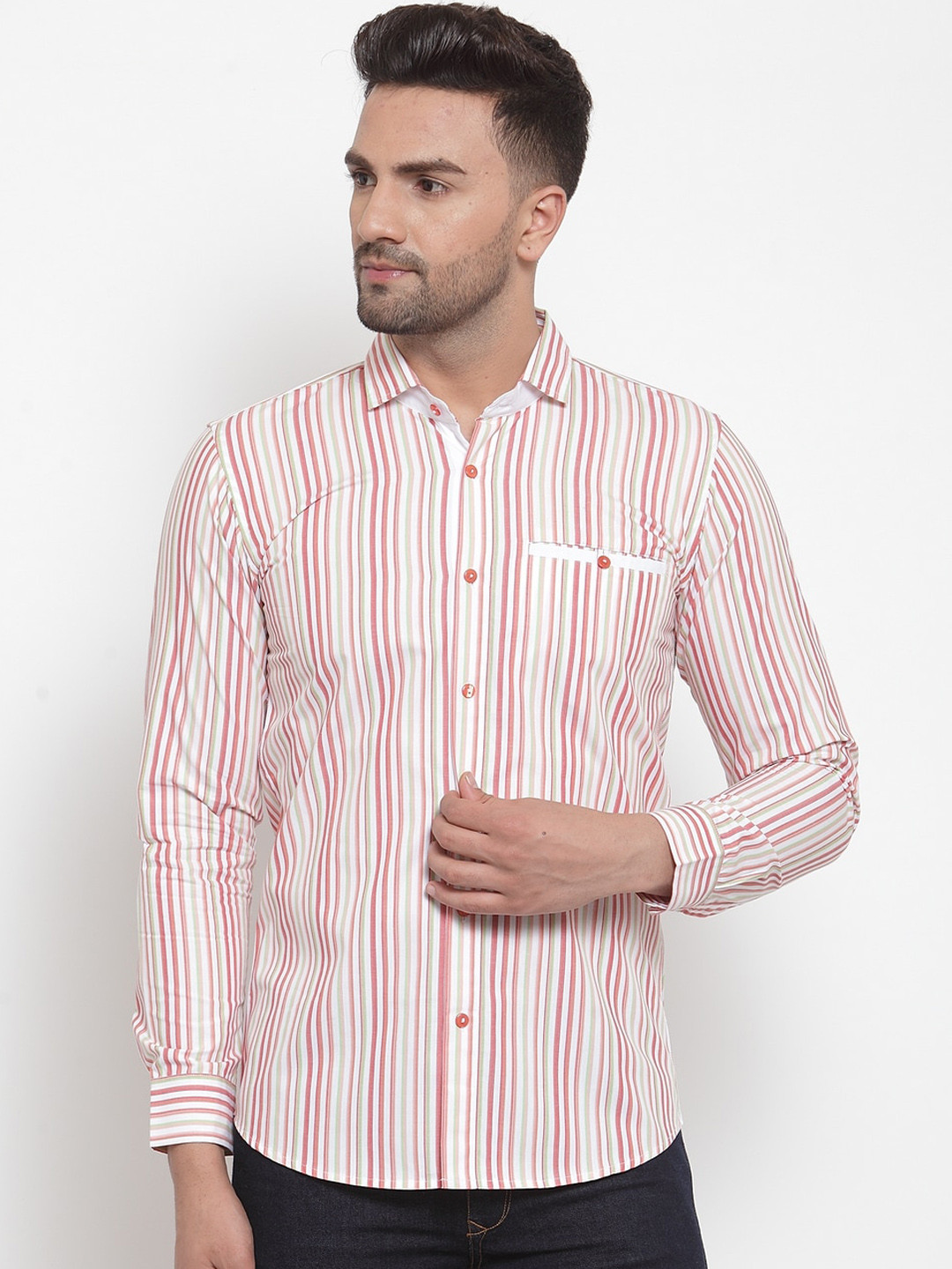 

Purple State Men Multicoloured Slim Fit Striped Casual Shirt, Multi