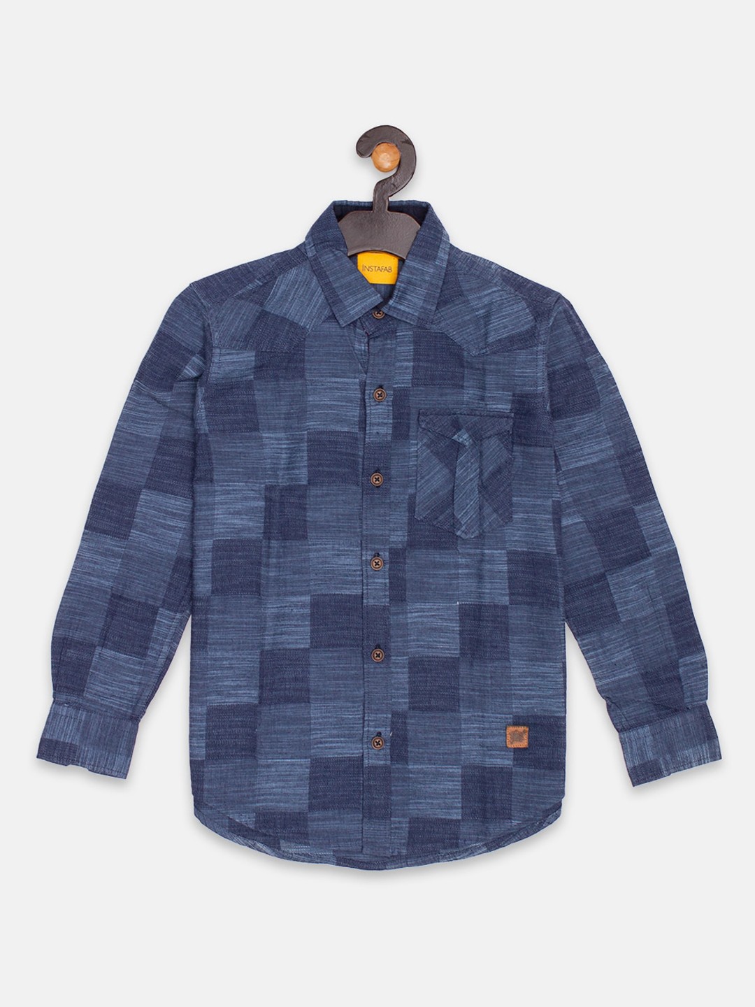 

Instafab Boys Blue Regular Fit Self Design Casual Shirt