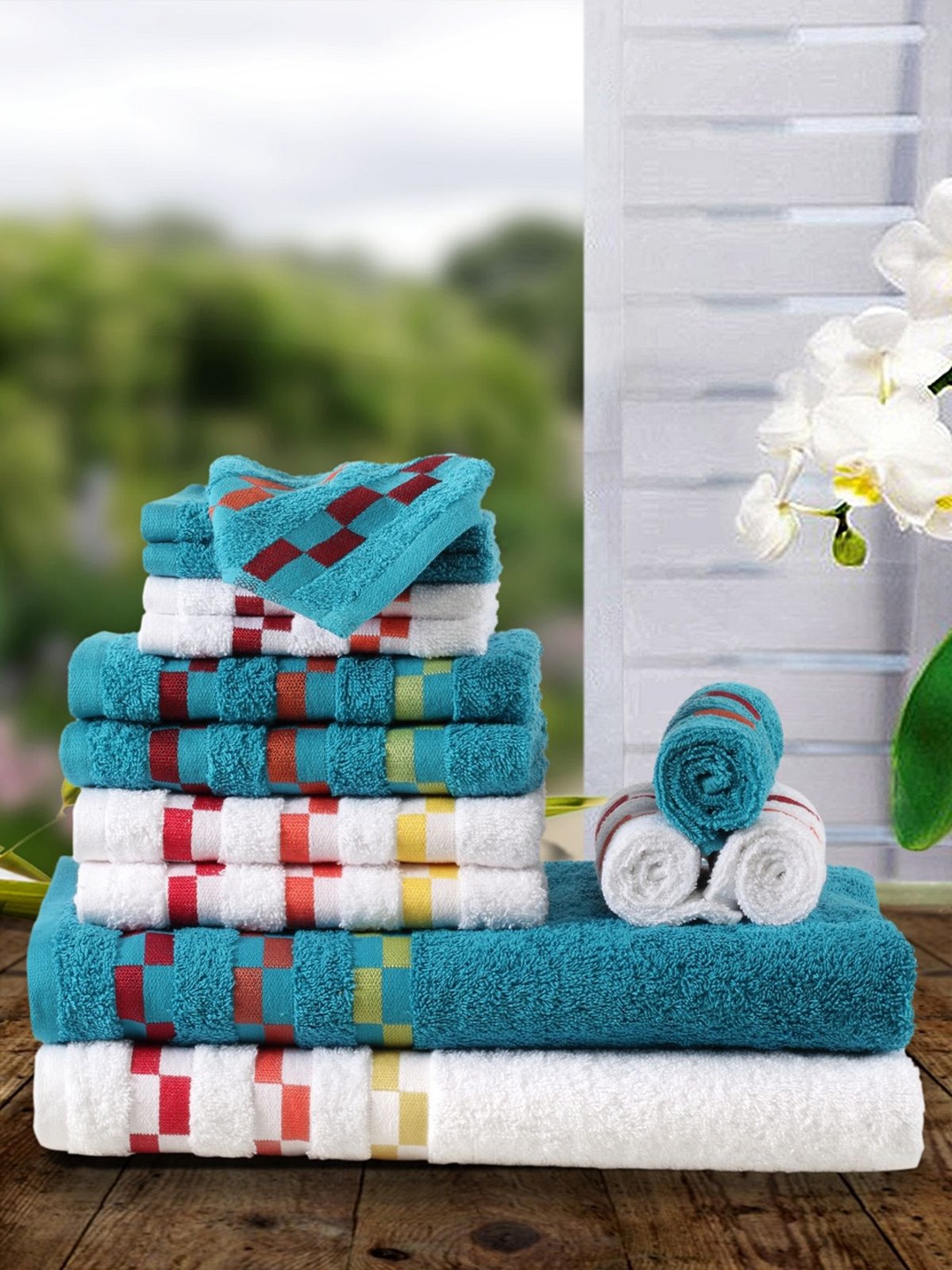 

BIANCA Unisex Set Of 14 Solid 450 GSM Towels, Teal