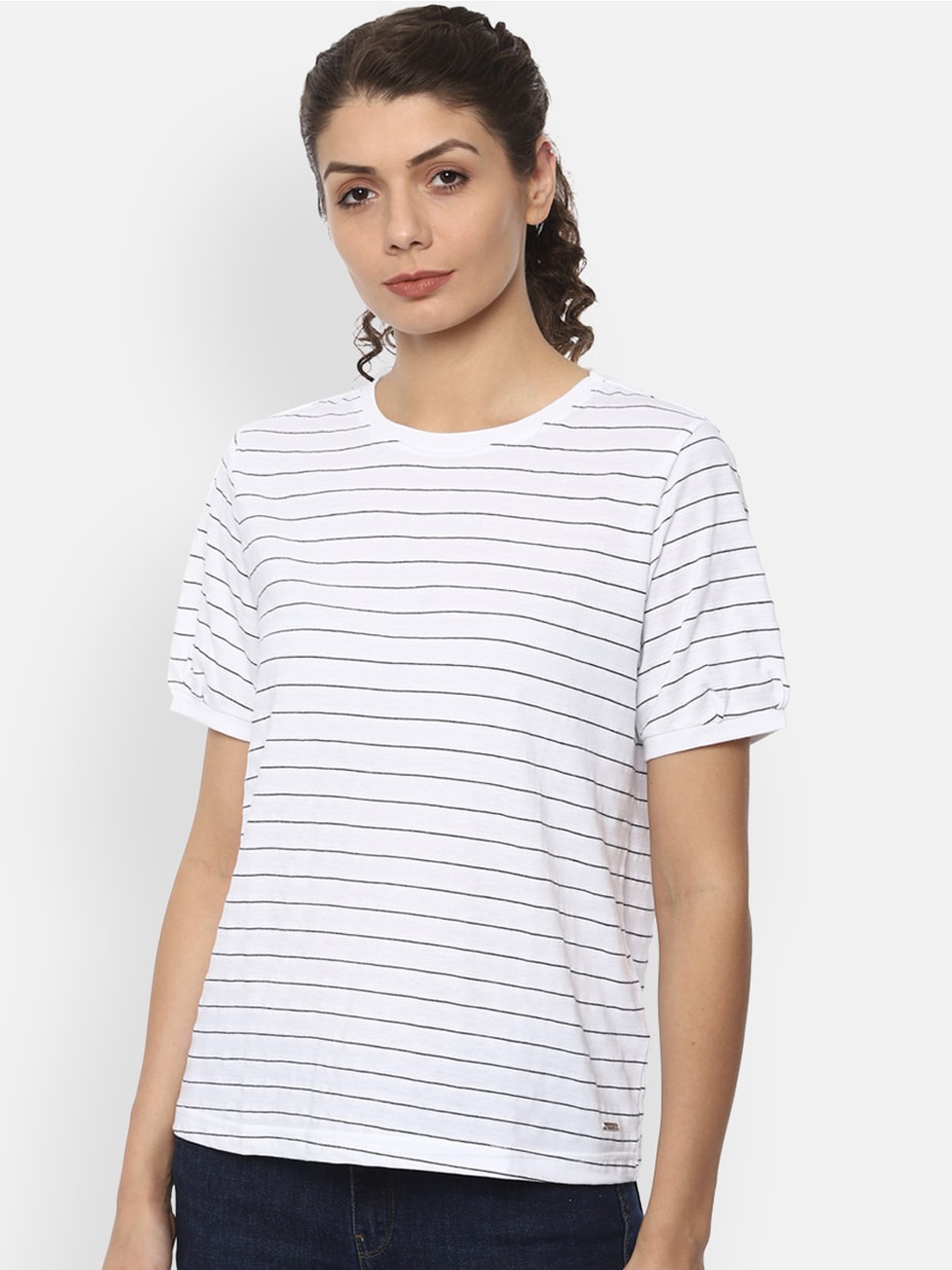 

Van Heusen Woman White Striped Regular Top