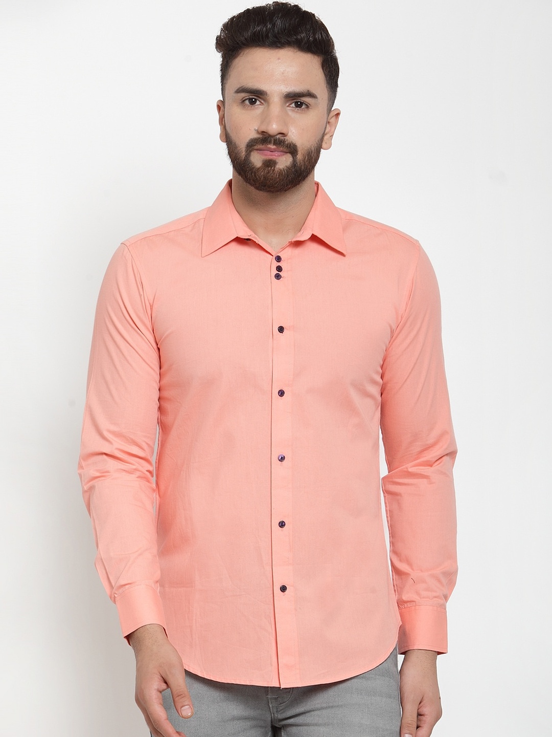 

Purple State Men Pink Slim Fit Solid Casual Shirt