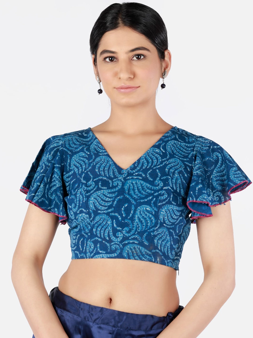

Llajja Women Blue Printed Sustainable Saree Blouse