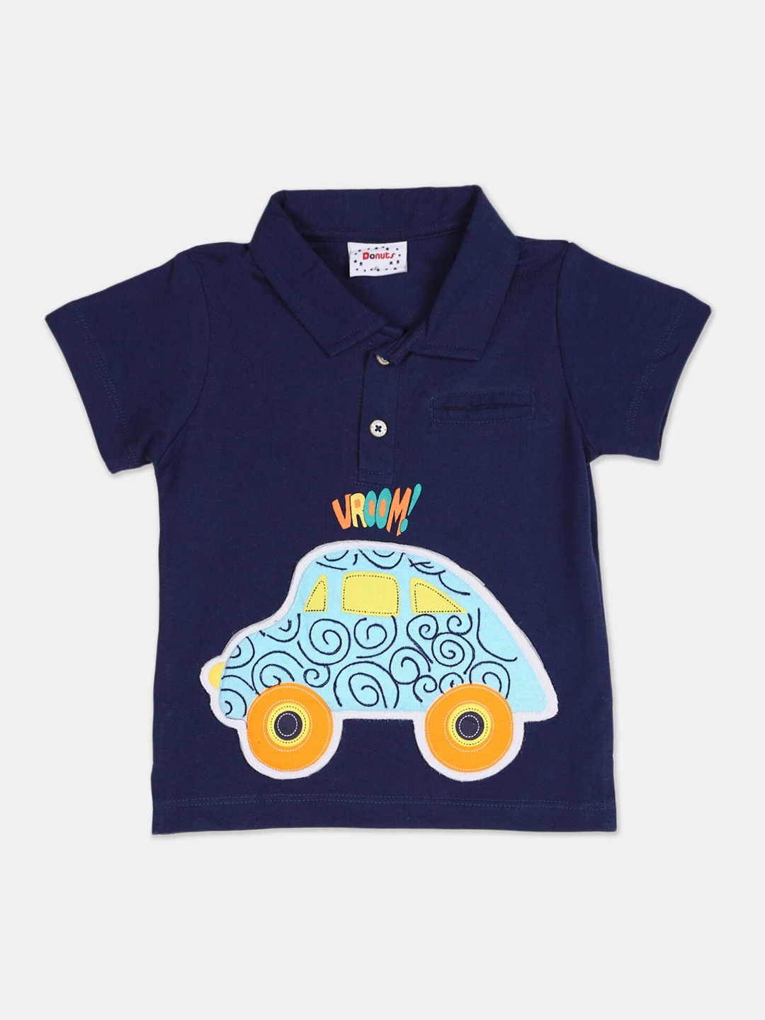 

Donuts Boys Navy Blue Printed Polo Collar T-shirt