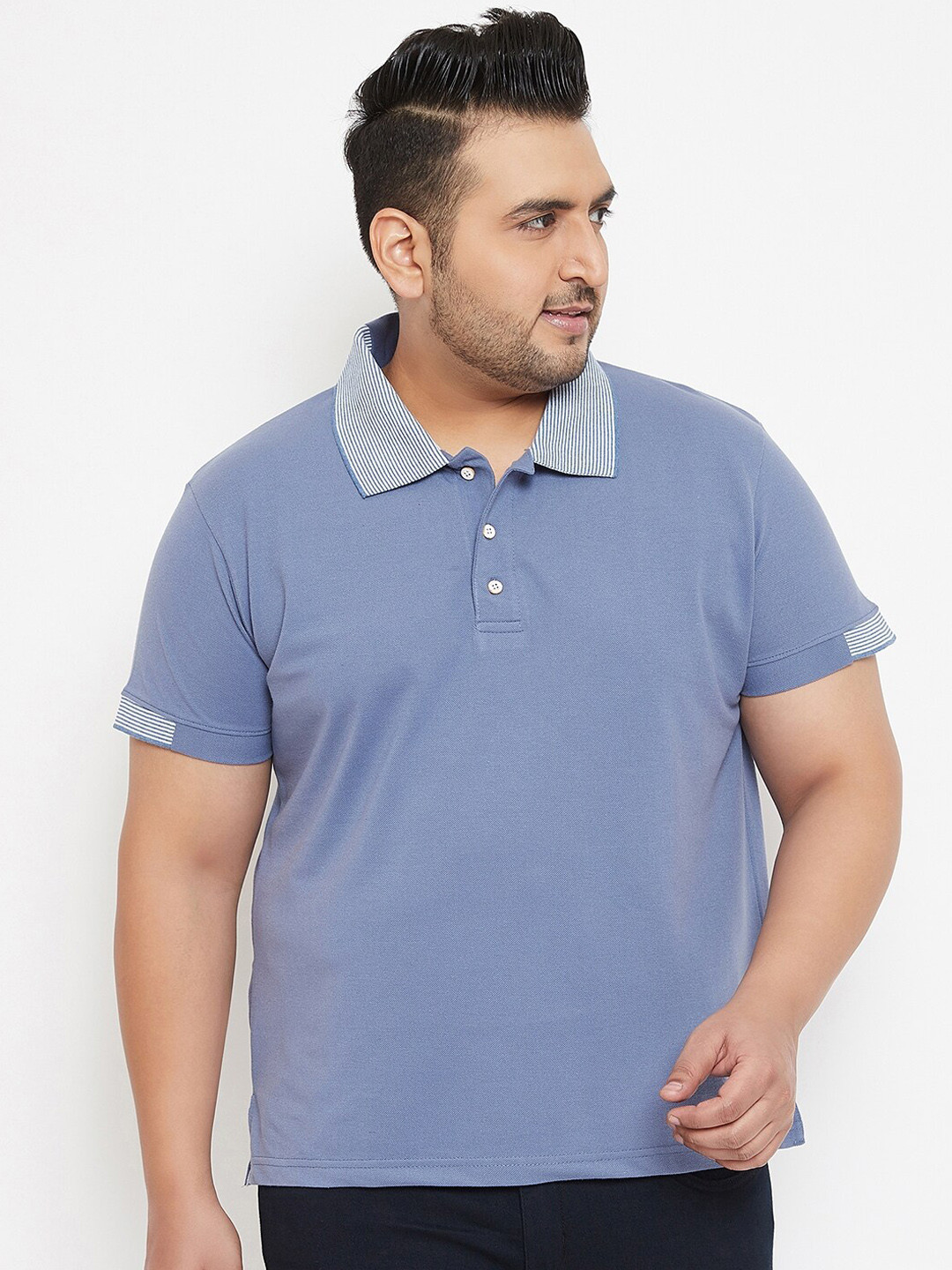 

Instafab Plus Men Blue Solid Polo Collar T-shirt