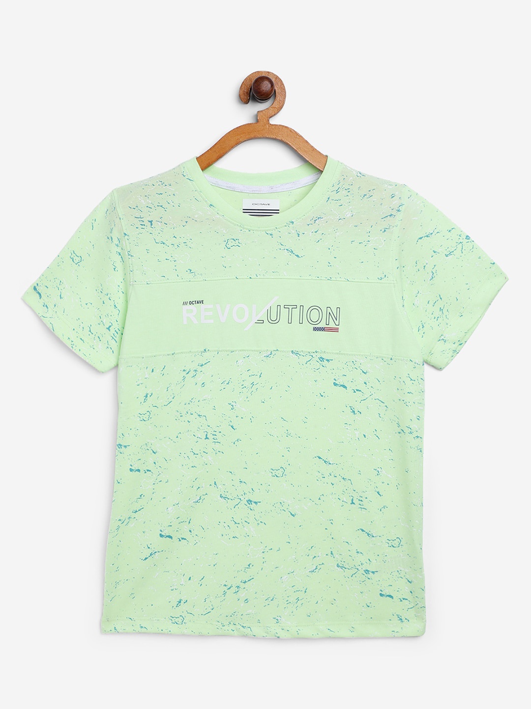 

Octave Boys Green Printed Round Neck T-shirt