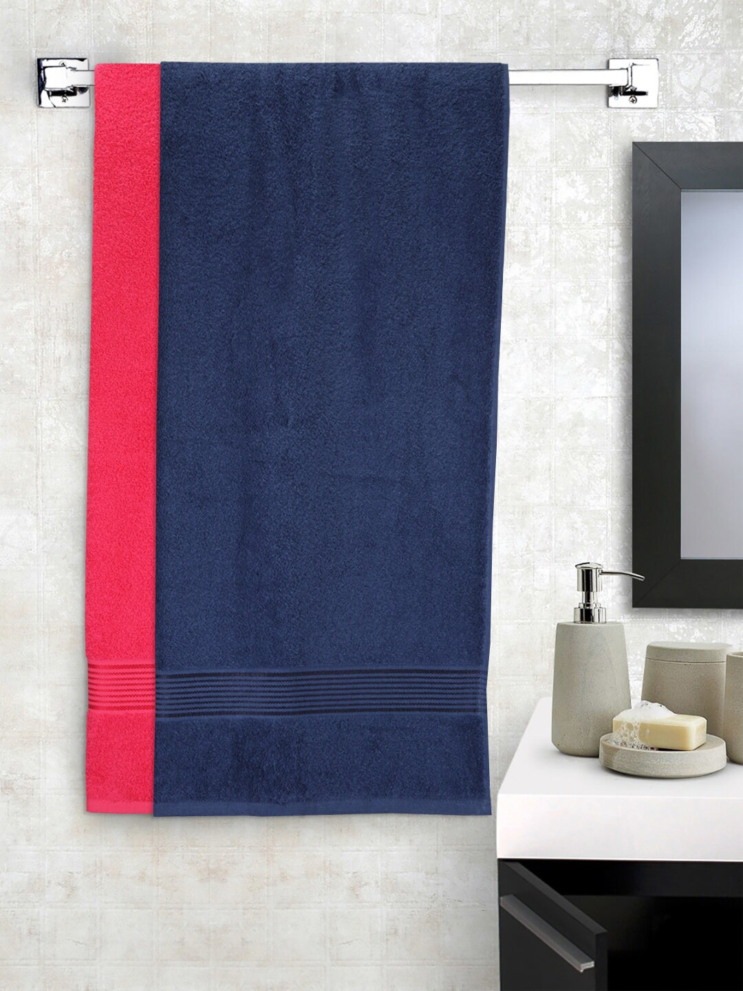 KOPA Set of 2 Solid Super Absorbent 380 GSM Cotton Bath Towels, Multi