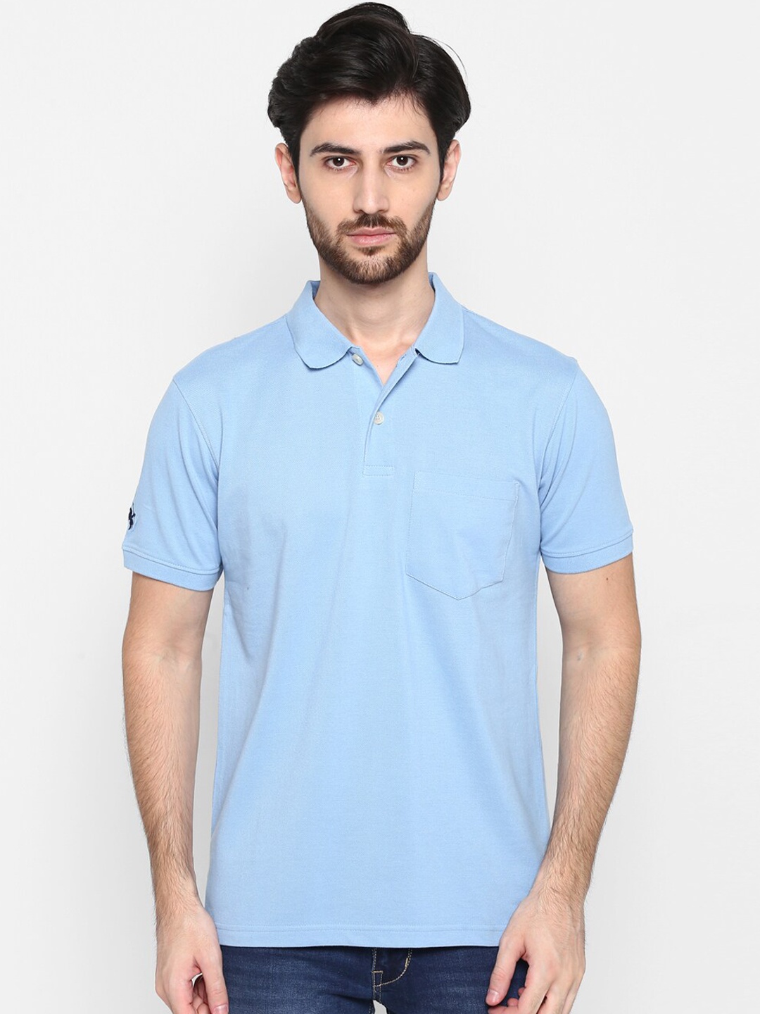 

Cantabil Men Blue Solid Polo Collar T-shirt