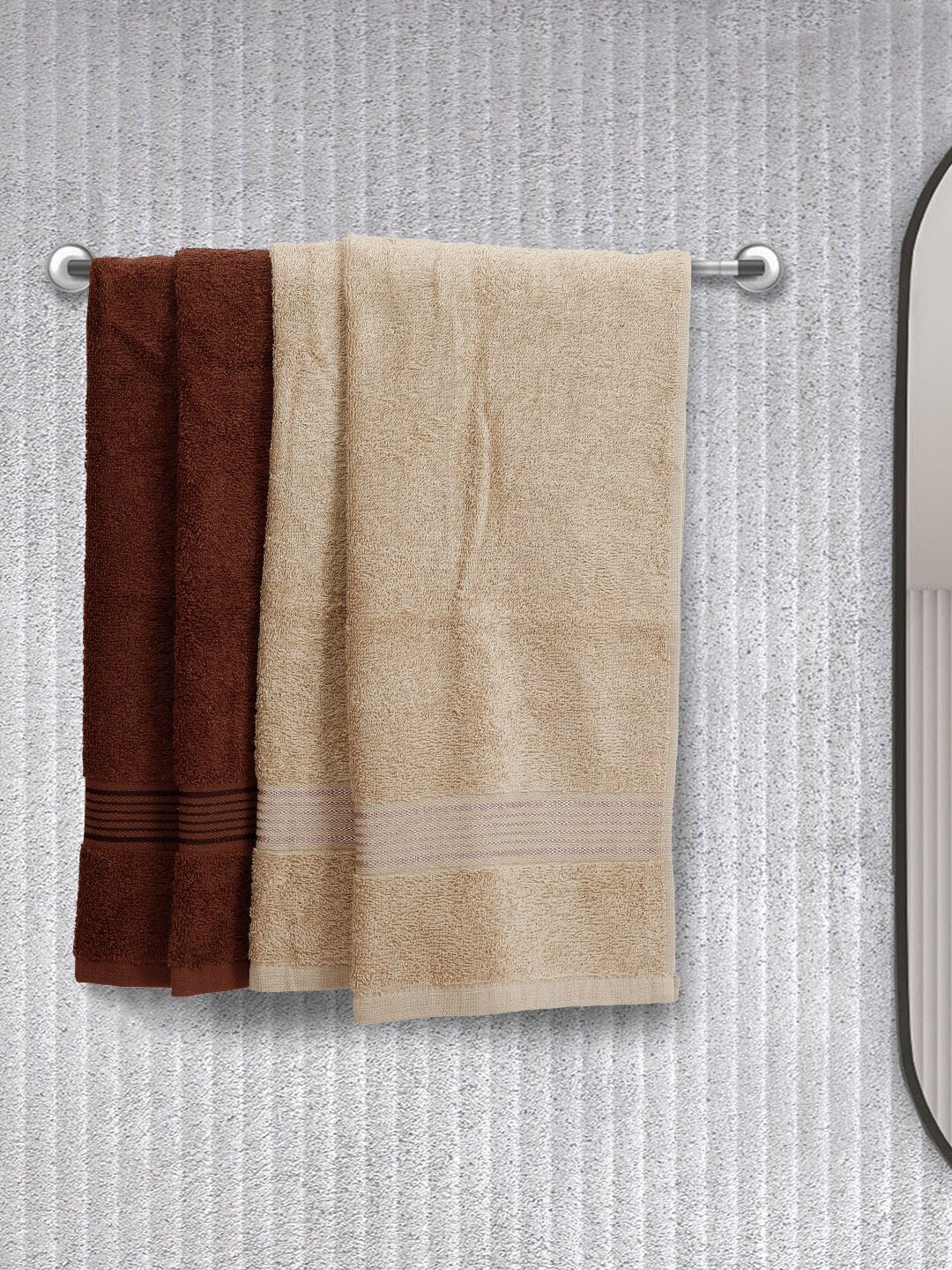 

KOPA Set of 4 Solid Super Absorbent 380 GSM Cotton Hand Towels, Taupe