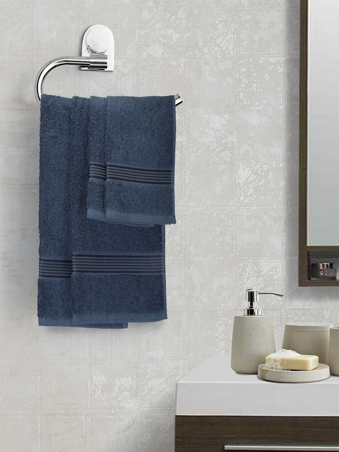 KOPA Set Of 6 Teal Blue Solid 380 GSM Cotton Towels