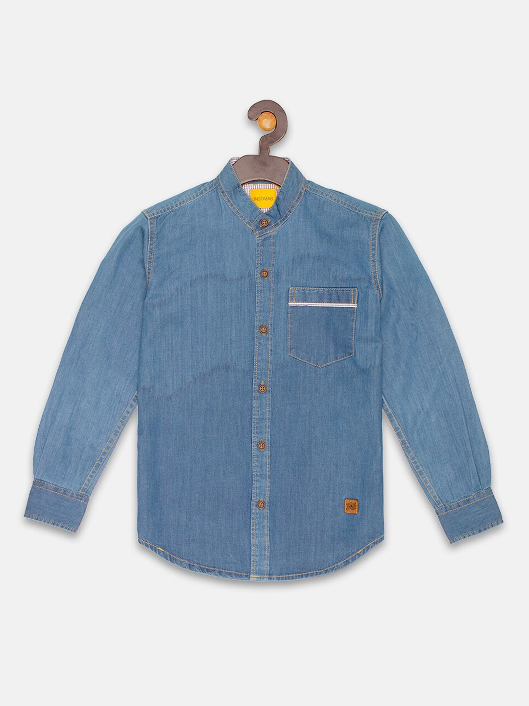 

Instafab Boys Blue Regular Fit Solid Casual Shirt