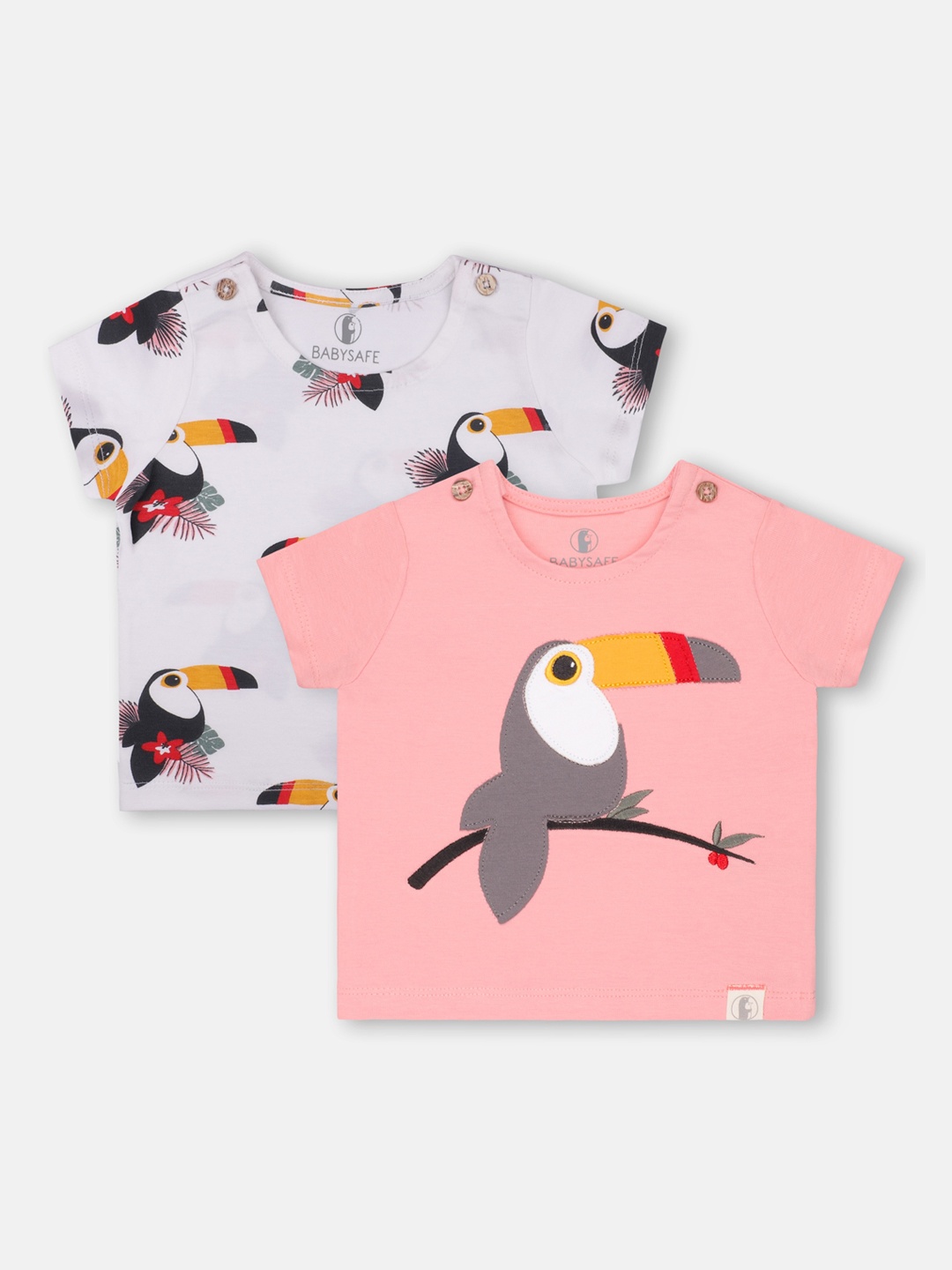 

Babysafe Boys White Printed Round Neck T-shirt