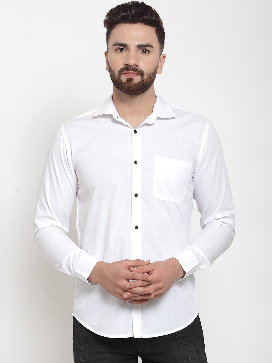 

Purple State Men White Slim Fit Solid Casual Shirt