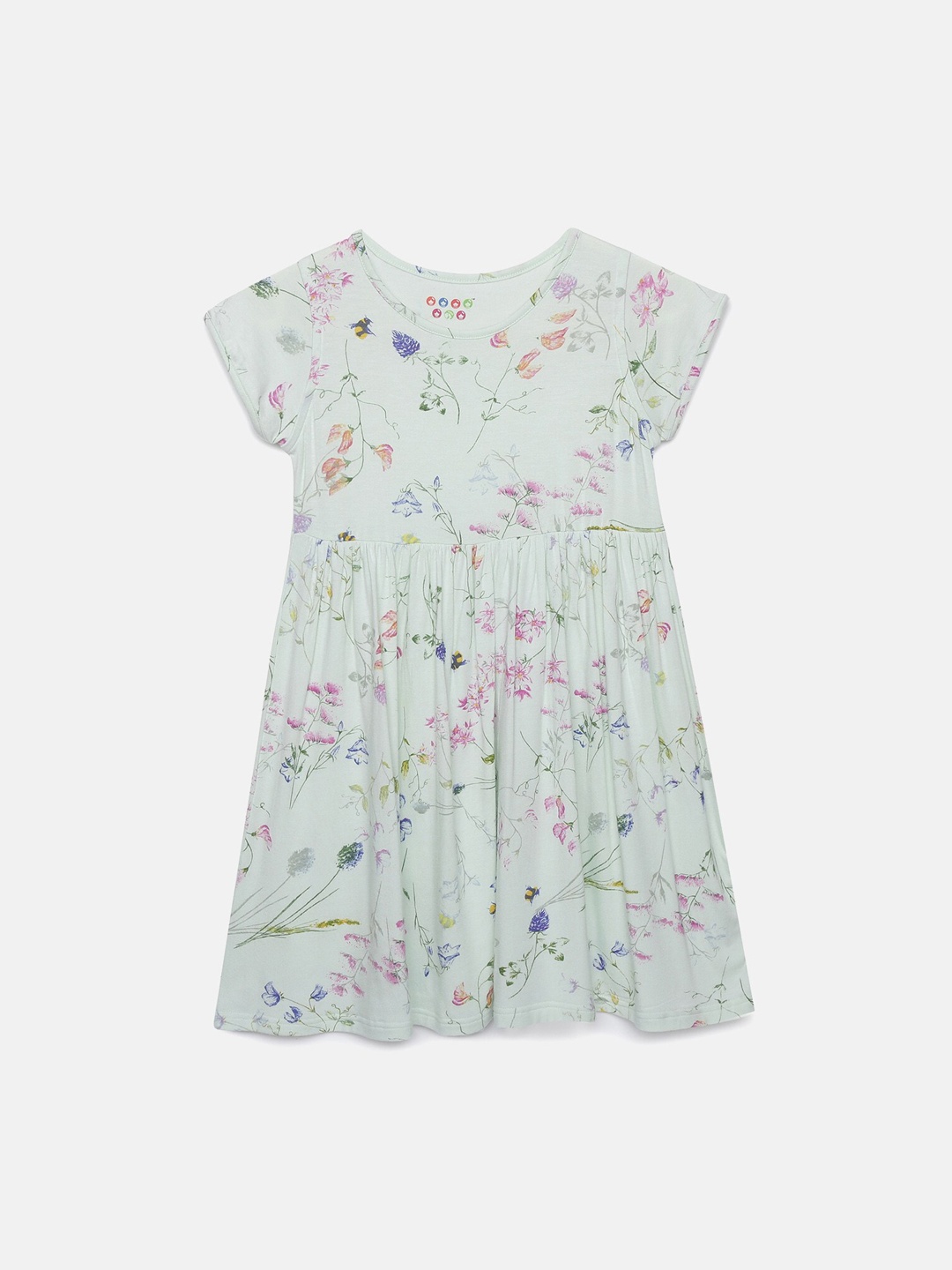 

ZION Girls Green Printed A-Line Dress