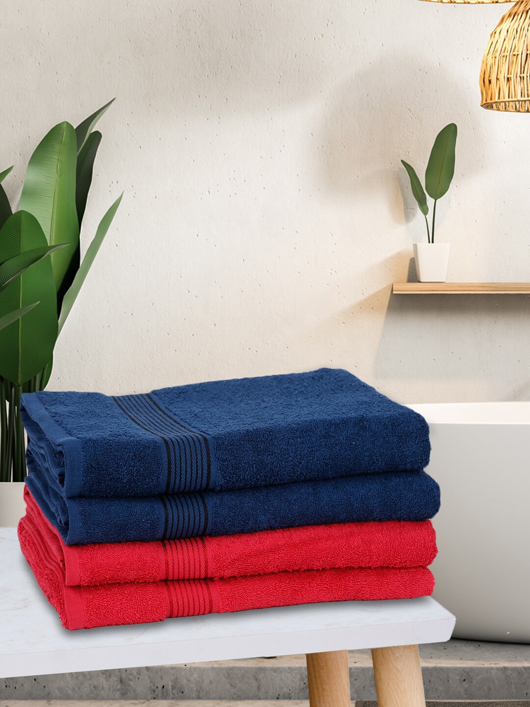 

KOPA Set Of 4 Solid 380 GSM Cotton Bath Towels, Navy blue
