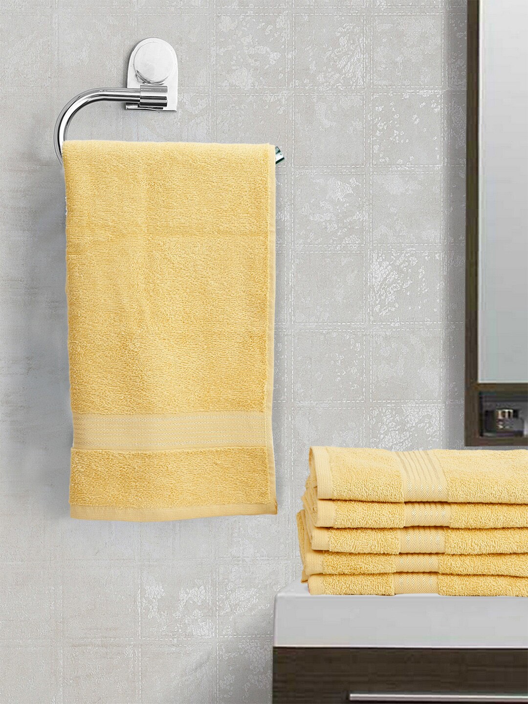 

KOPA Set Of 6 Solid Super Absorbent 380 GSM Cotton Hand Towels, Multi
