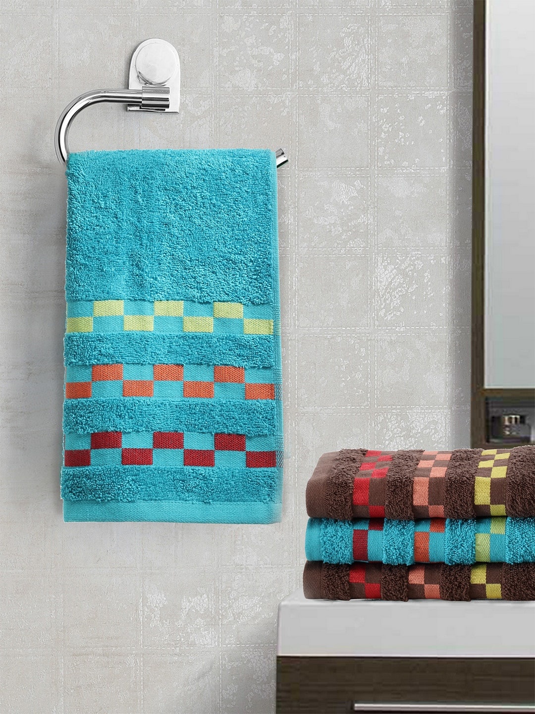 

BIANCA Set of 4 450 GSM Pure Cotton Hand Towels, Blue