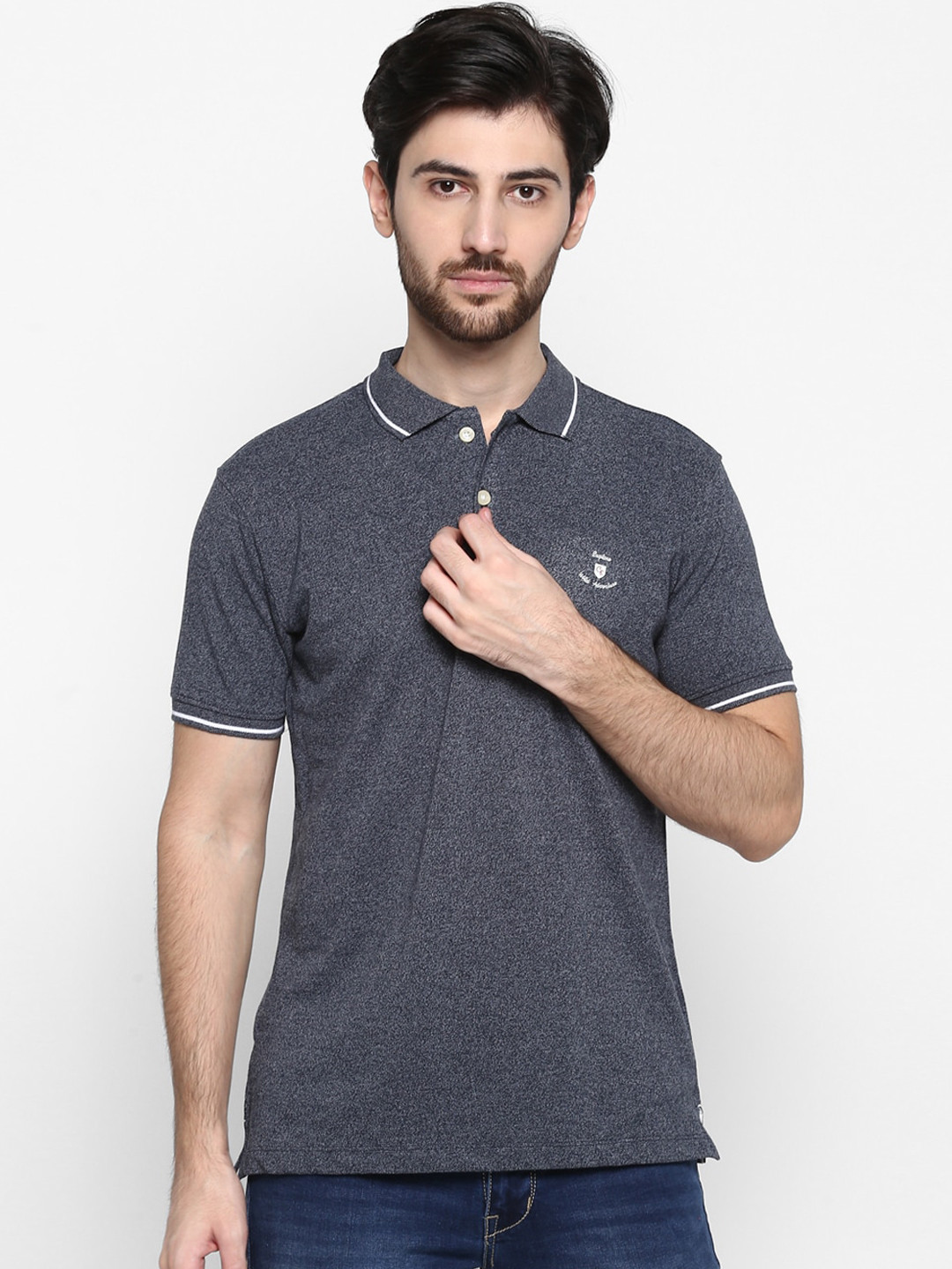 

Cantabil Men Blue Solid Polo Collar T-shirt