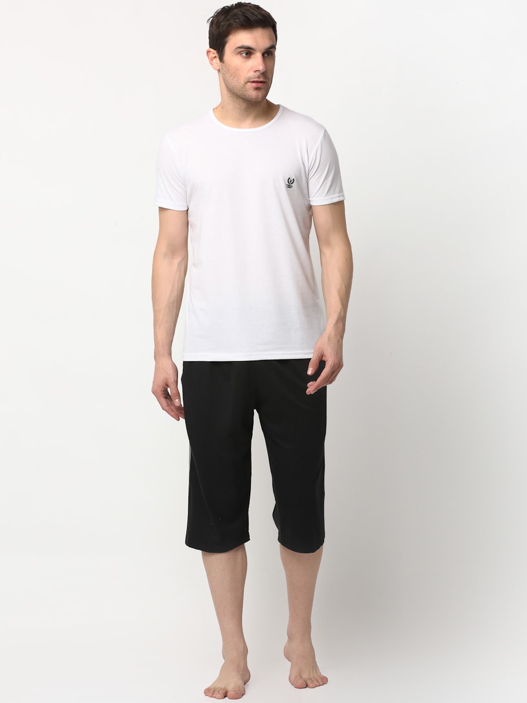VIMAL JONNEY Men White & Black Solid Night suit