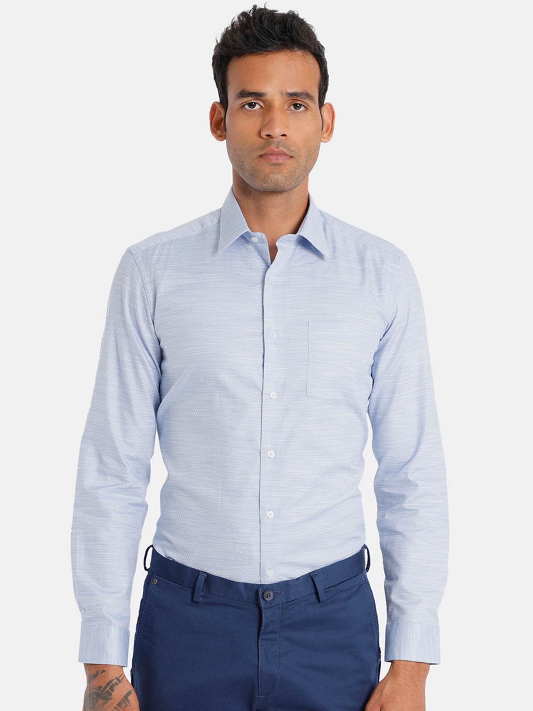 

Arrow New York Men Blue Slim Fit Self Design Formal Shirt