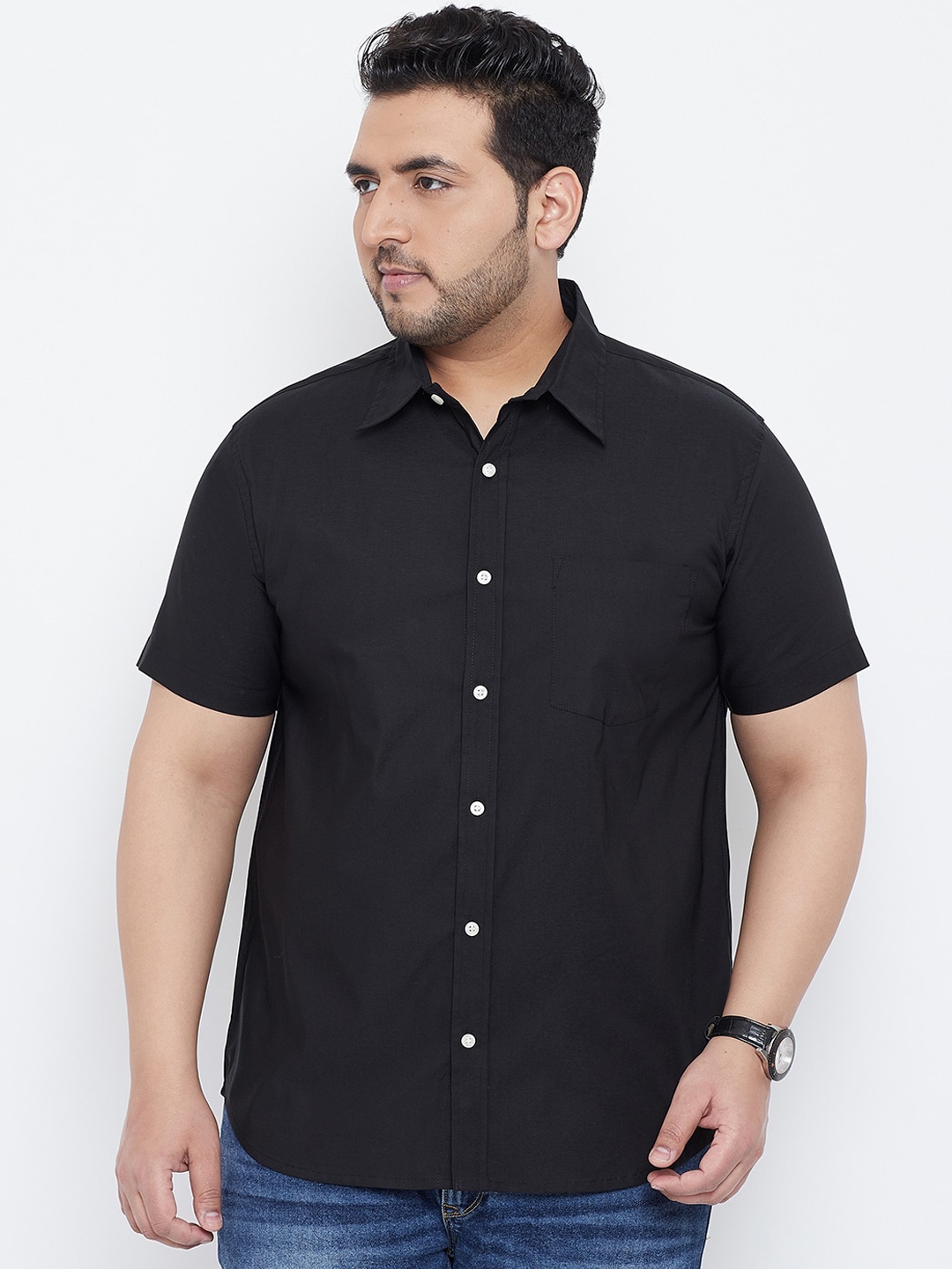 

bigbanana Men Black Regular Fit Solid Casual Shirt