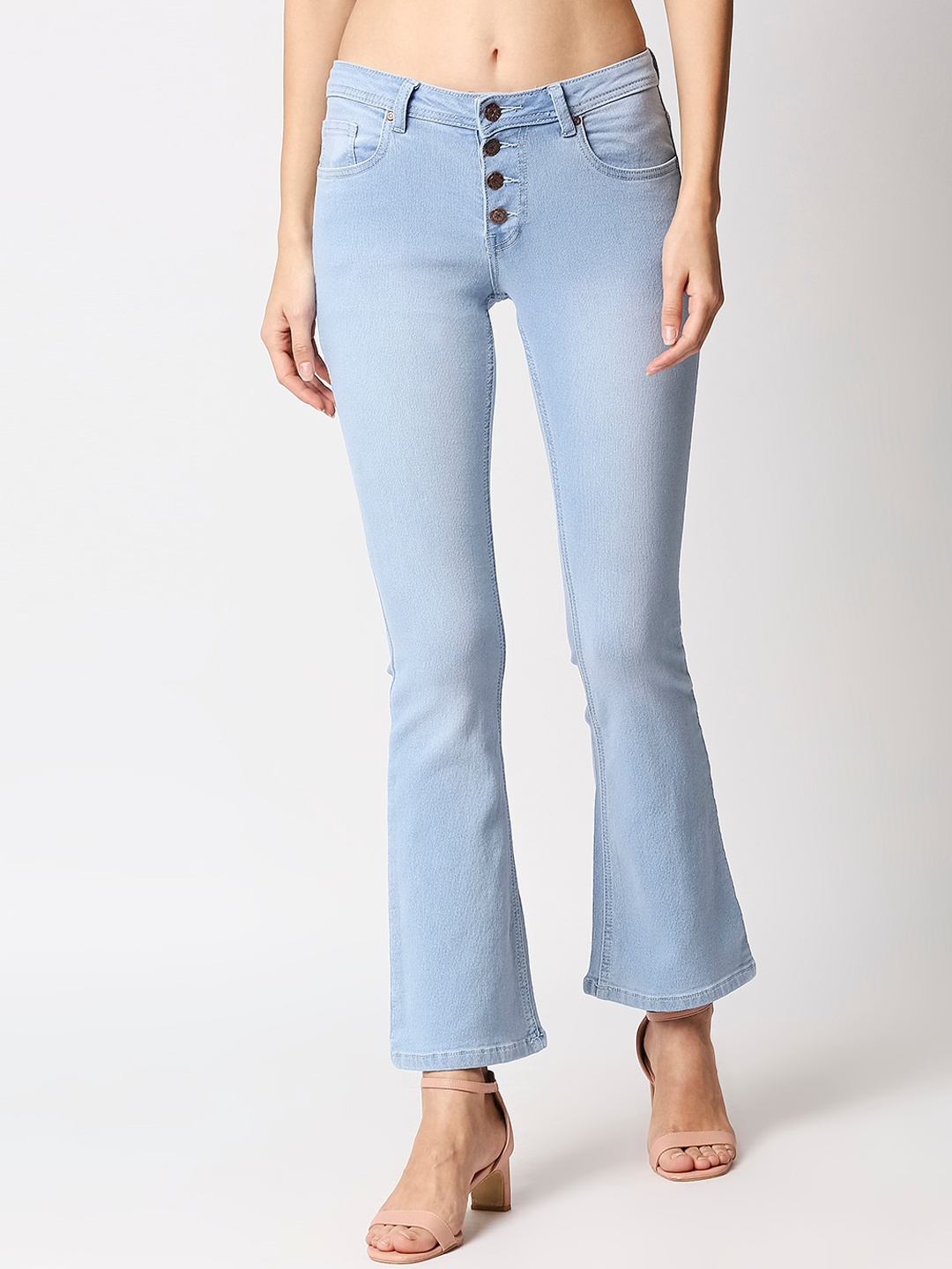 

High Star Women Blue Bootcut Mid-Rise Clean Look Stretchable Jeans