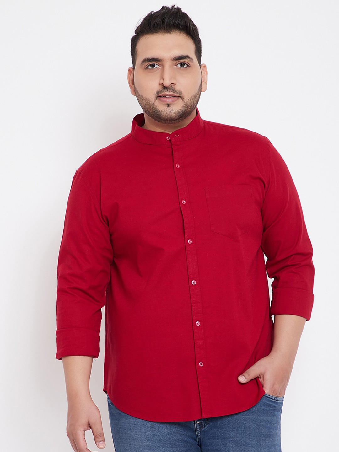 

Instafab Plus Men Red Regular Fit Solid Plus Size Casual Shirt