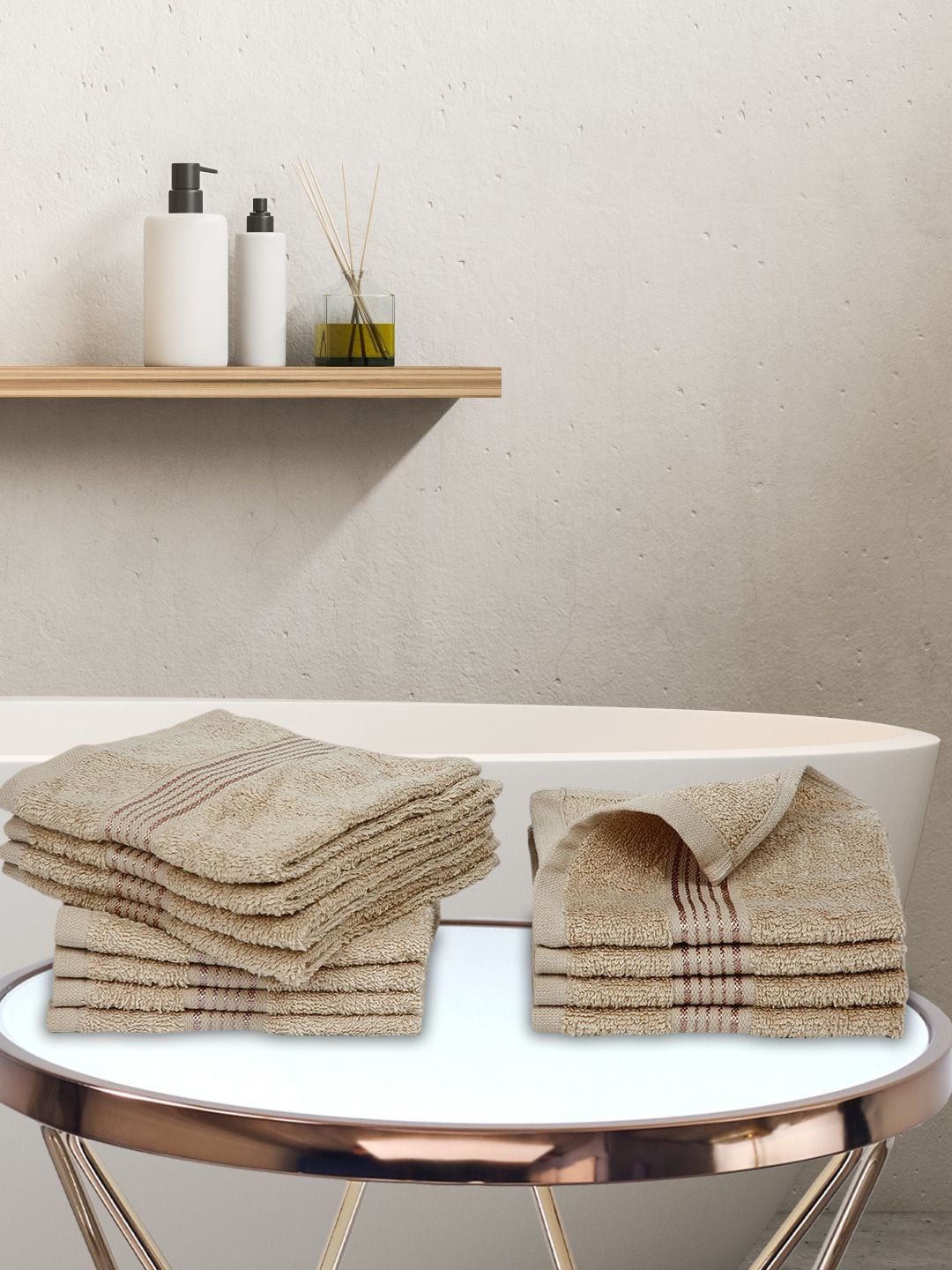 

BIANCA Set Of 12 Solid Super Absorbent 380 GSM Cotton Face Towels, Taupe