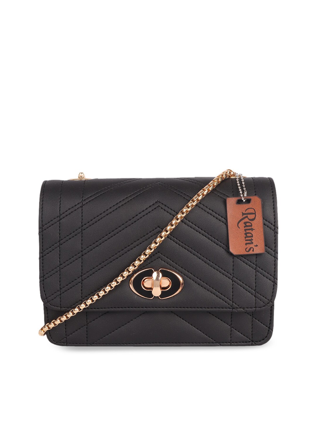 

Ratans Black Solid Sling Bag