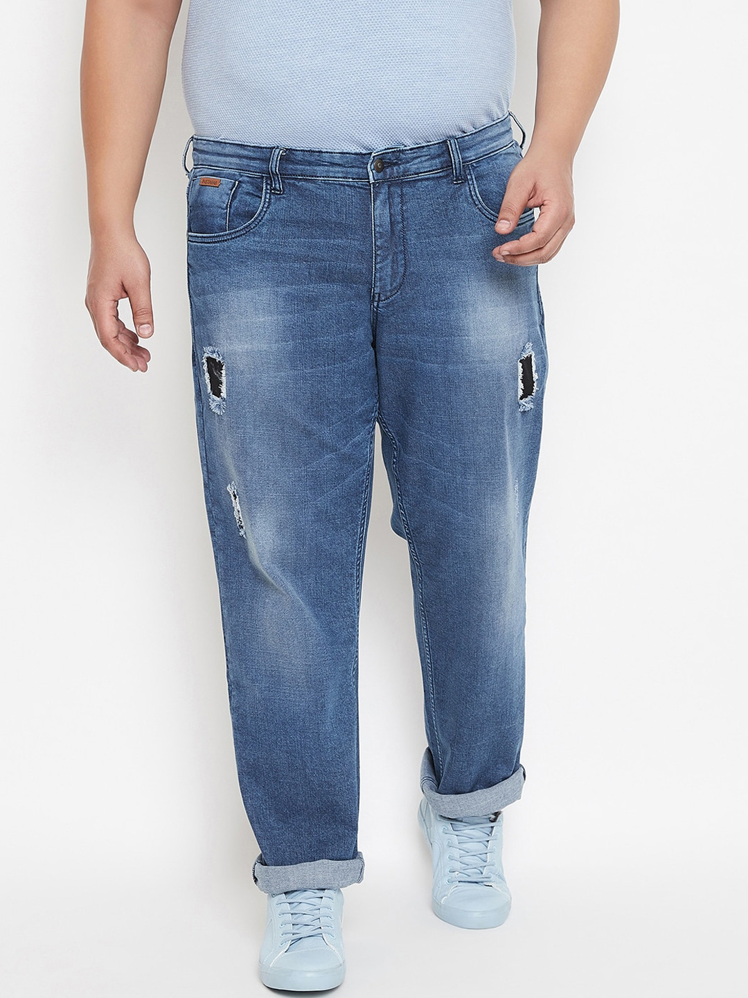 

Instafab Plus Men Blue Regular Fit Mid-Rise Mildly Distressed Jeans