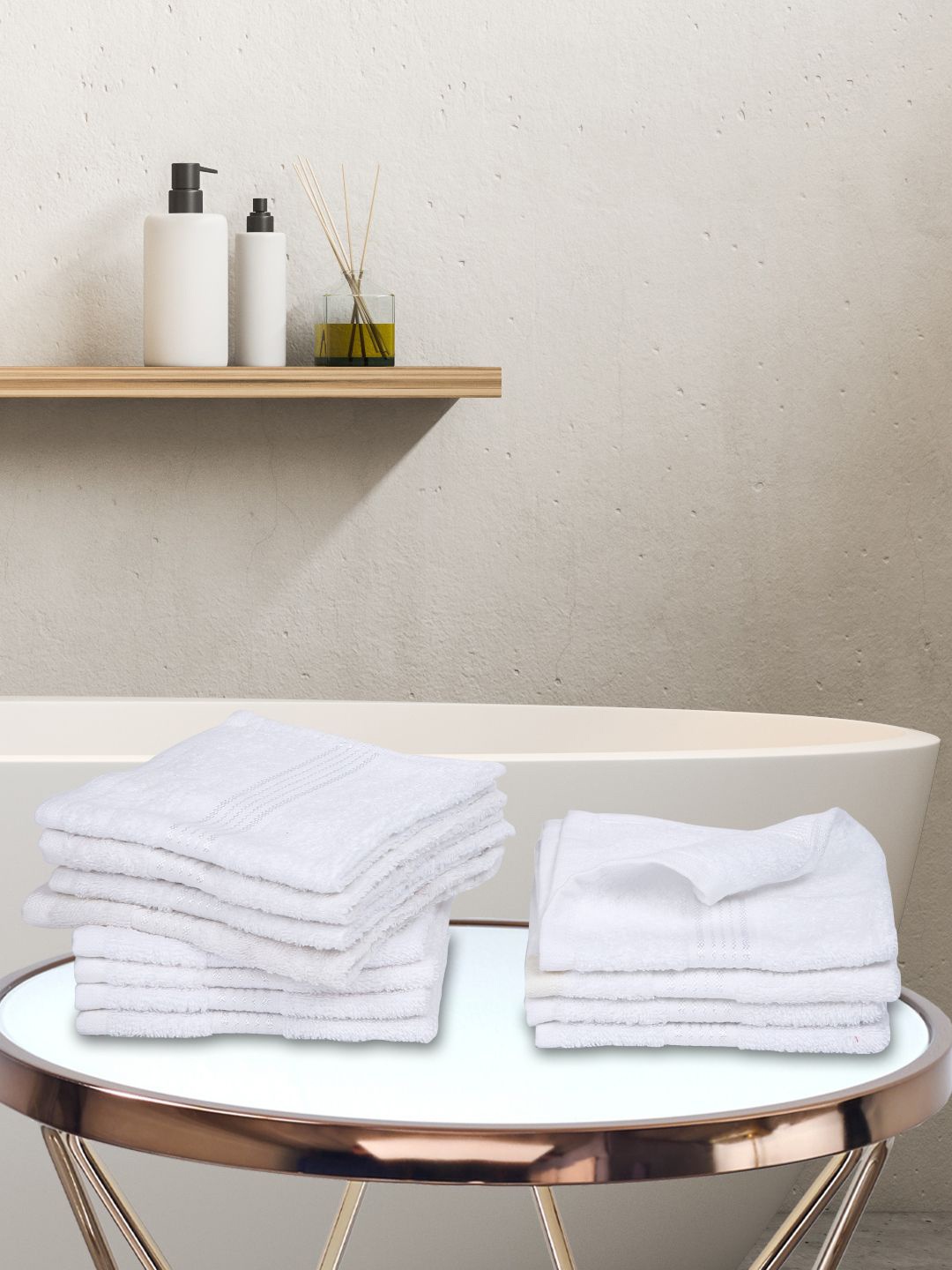 

KOPA Unisex Set Of 12 Solid Super Absorbent 380 GSM Cotton Face Towels, White