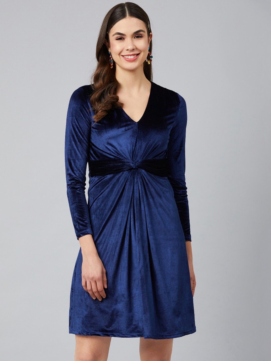 

Marie Claire Women Blue Solid Empire Dress