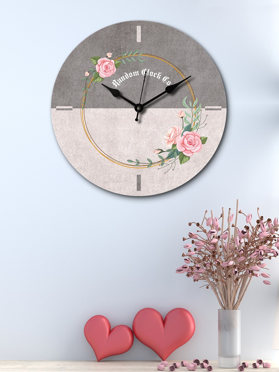 

RANDOM Grey & Off-White Round Printed Analogue Wall Clock