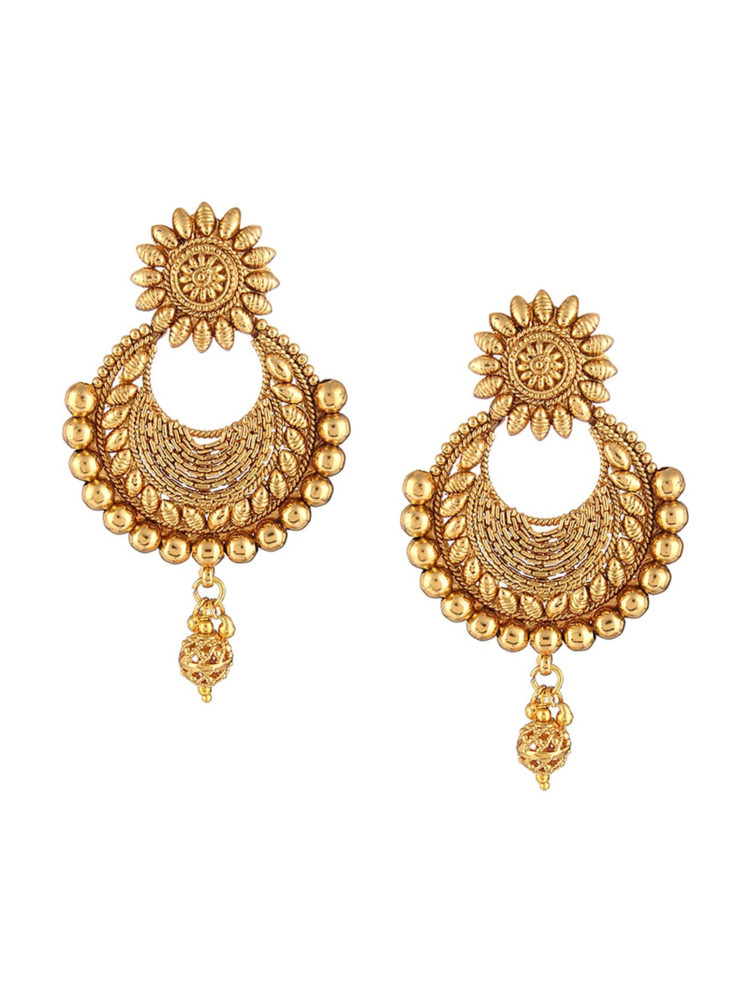 Adwitiya Collection Gold-Plated Crescent Shaped Chandbalis