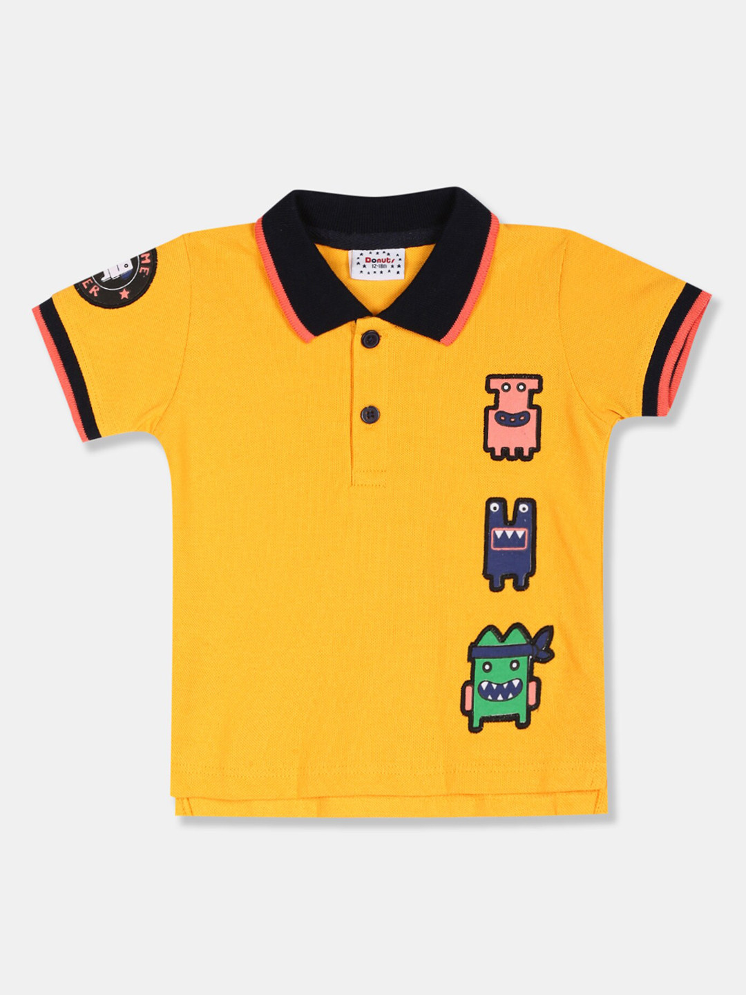 

Donuts Boys Mustard Printed Polo Collar T-shirt