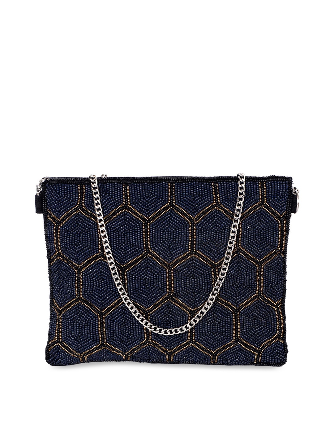 

REZZY Blue & Black Embellished Clutch