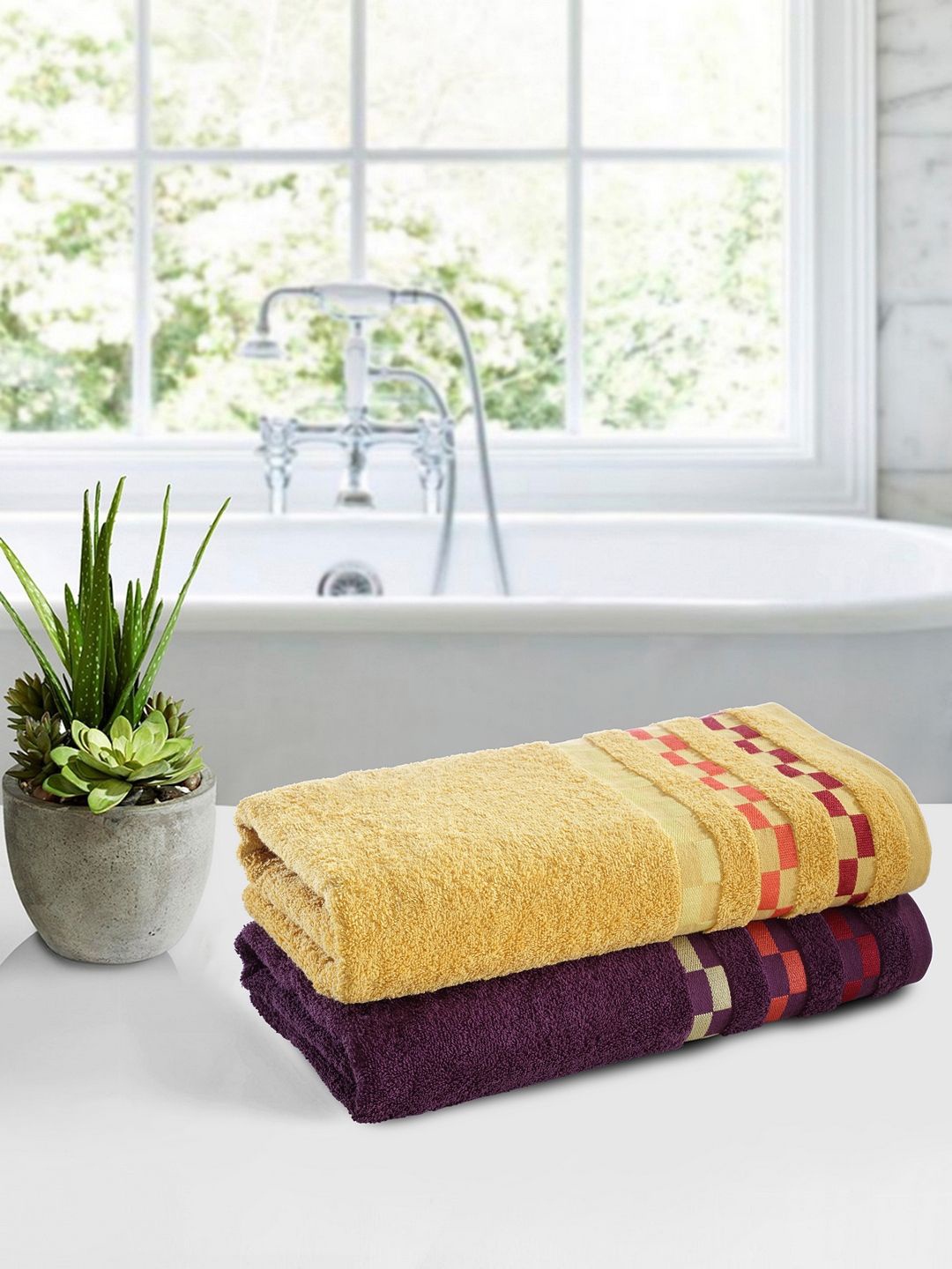 

BIANCA Set of 2 Yellow & Brown 450 GSM Bath Towels