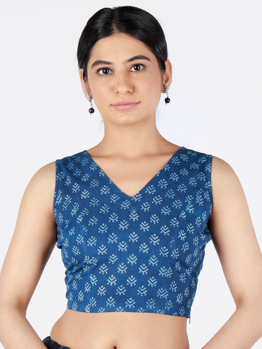

Llajja Women Blue Printed Sustainable Saree Blouse