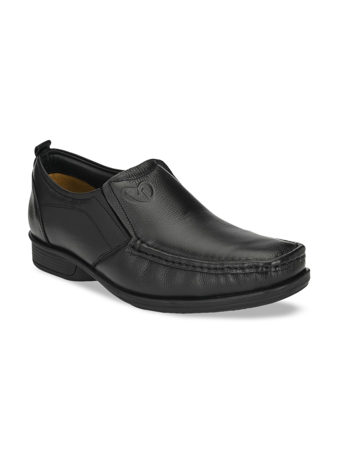 Delize Men Black Solid Leather Formal Loafers