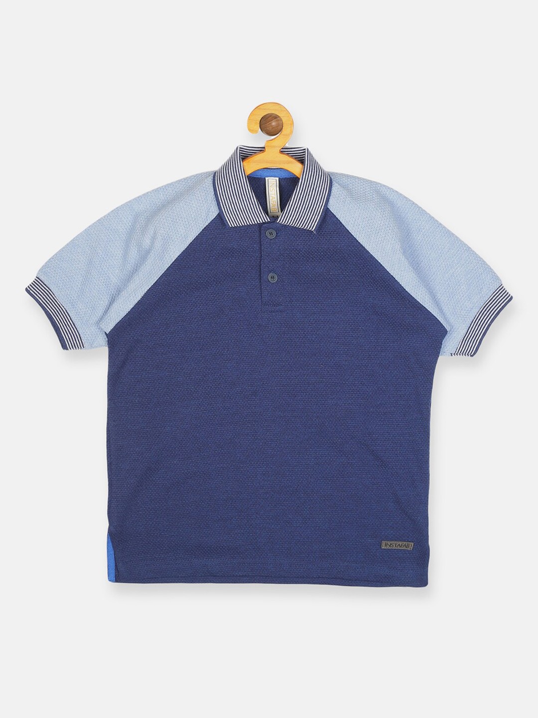 

Instafab Boys Navy Blue Solid Polo Collar T-shirt