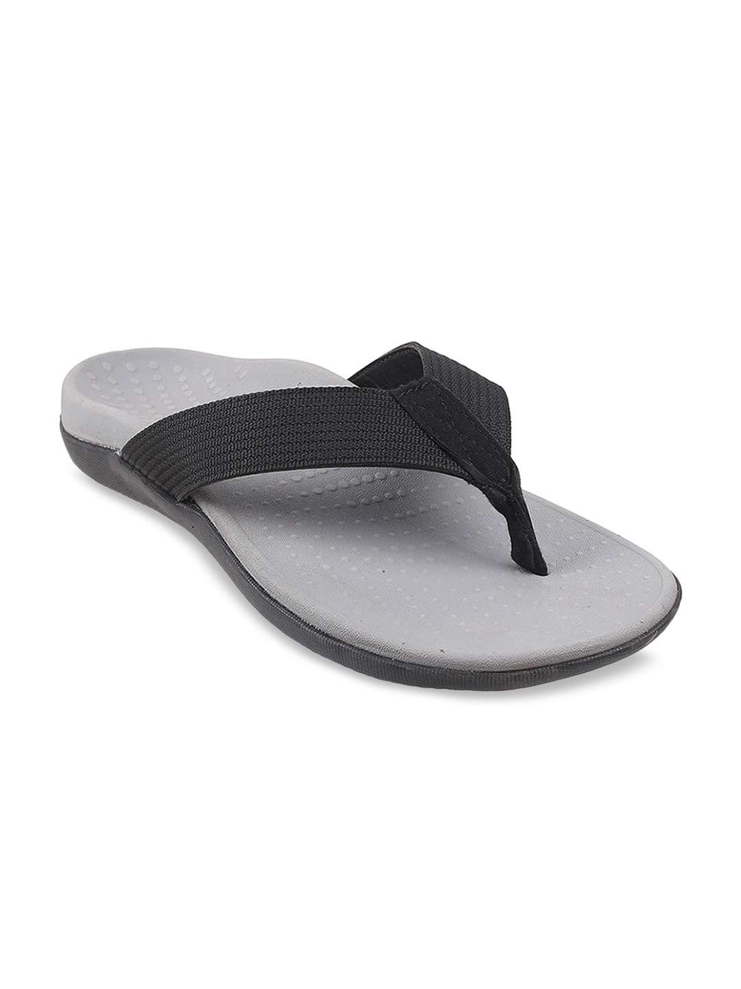 

Mochi Men Black & Grey Self Design Slip-On